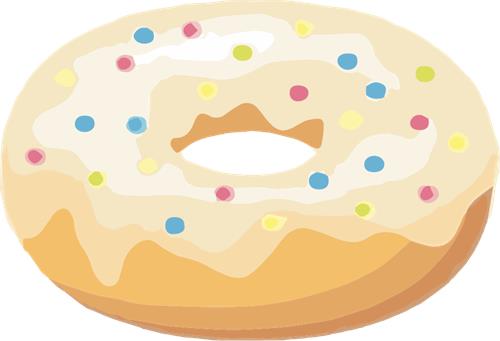 Farverig glasur donut med perlesukker