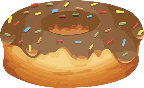 Lækkert chokoladeglasur donut med farverige drys