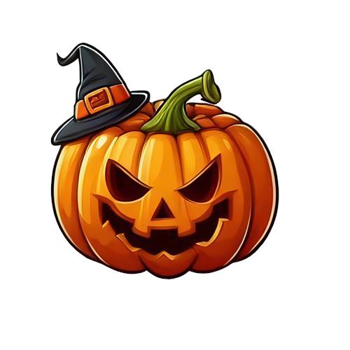 Græskar med heksehue til Halloween