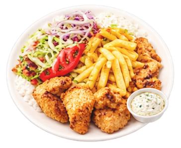 Sprød kylling med pommes frites