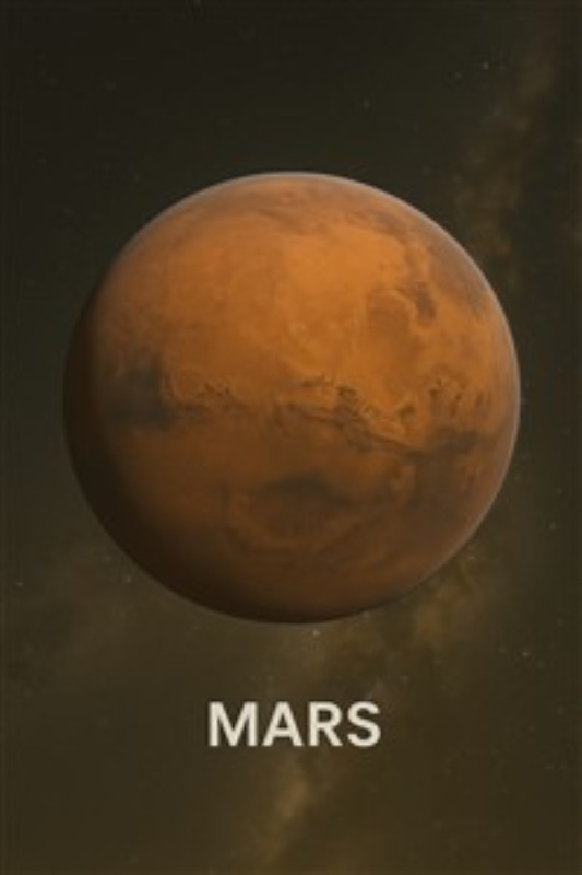 Mars: Den Fascinerende Røde Planet - Udforsk det imponerende syn af Mars, der svæver majestætisk i det kosmiske rum. Denne plakat bringer universets skønhed ind i dit hjem og vækker nysgerrighed omkring den røde planets mysterier.